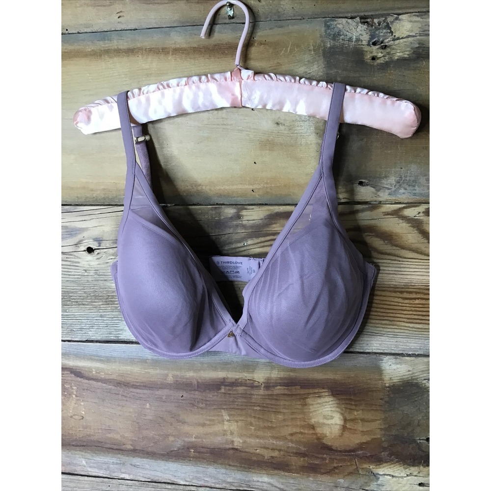 ThirdLove Classic Contour Plunge Bra 32F Mauve Padded Underwire